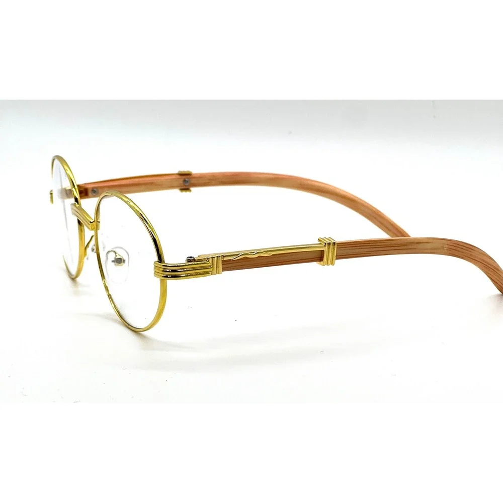 Round Women Eyeglasses Clear Lens Gold Shades Hip‎ Hop Moden Outfit Lentes New